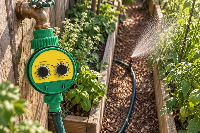 Automatic Hose Watering Timer — Tight Garden Layouts