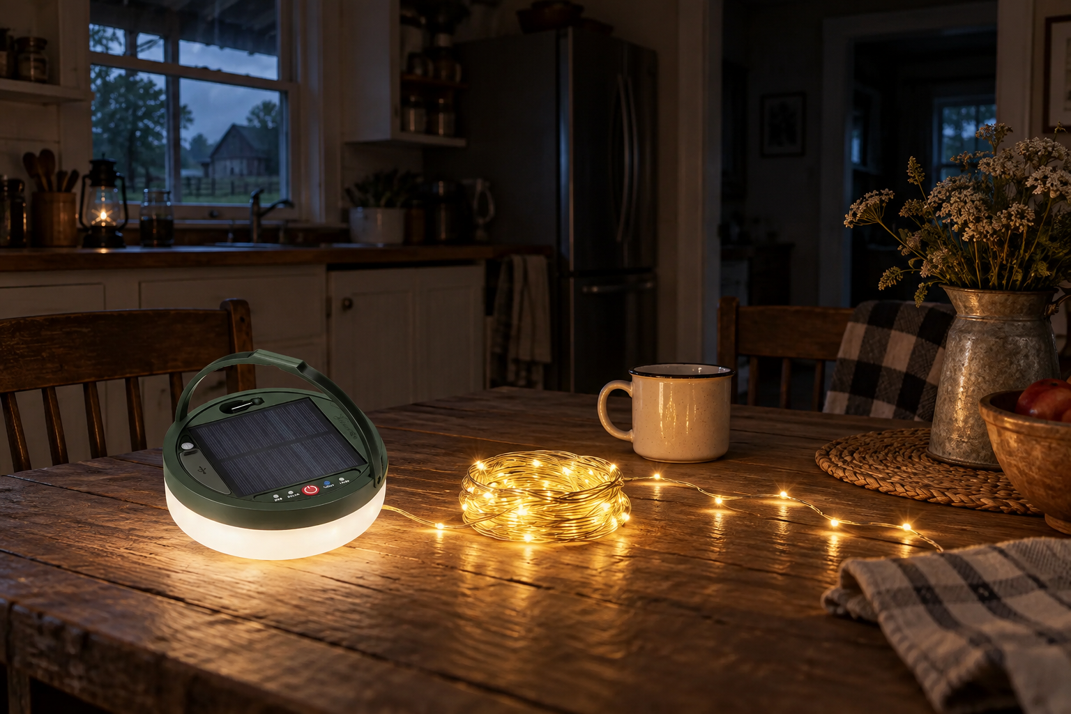 Lantern with String Lights — Emergency At Home