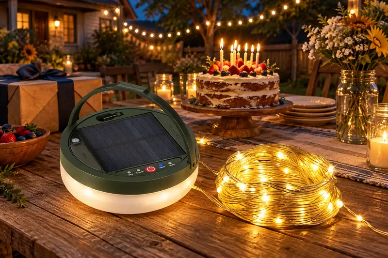 Lantern with String Lights — Evening Birthday Decor