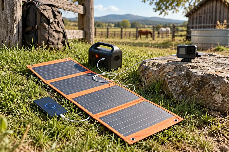 Foldable Solar Panel Charger — Camera Charging Break