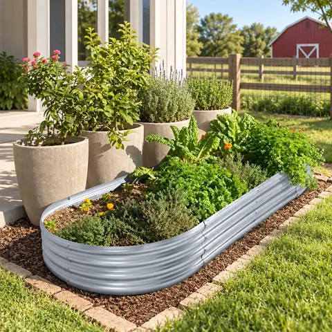 Oval Raised Garden Bed — alternate view