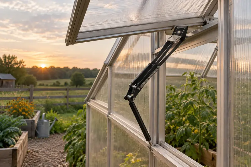 Automatic Greenhouse Vent Opener — Cooling After Daytime Warmth