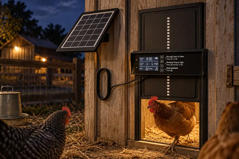 Solar Automatic Coop Door — After-Dark Equipment Check