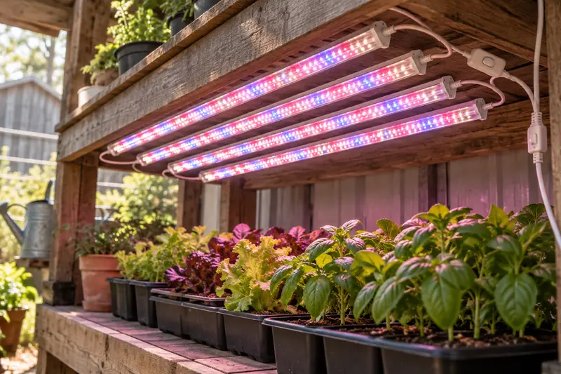 LED Grow Light Bar — Shaded Growing Bench