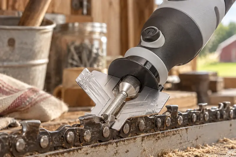 Cordless Chainsaw Sharpener — Crowded Bench Touch-Ups