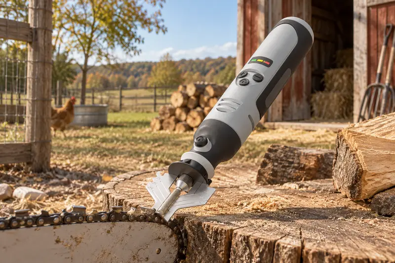 Cordless Chainsaw Sharpener — Away From Workshop Power