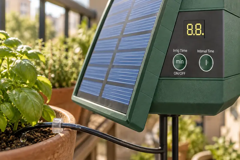Solar-Powered Drip Irrigation Kit — Compact Balcony Growing