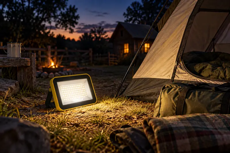 Rechargeable Work Light — Evening Tent Setup