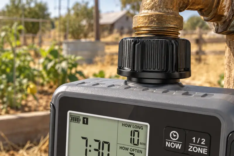 Dual-Outlet Water Timer — Dry-Weather Garden Care