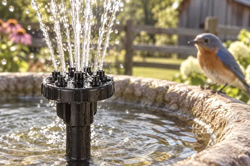 Solar Fountain Pump — Daylight Bird Bath