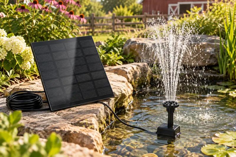 Solar Fountain Pump — Garden Fountain Assembly