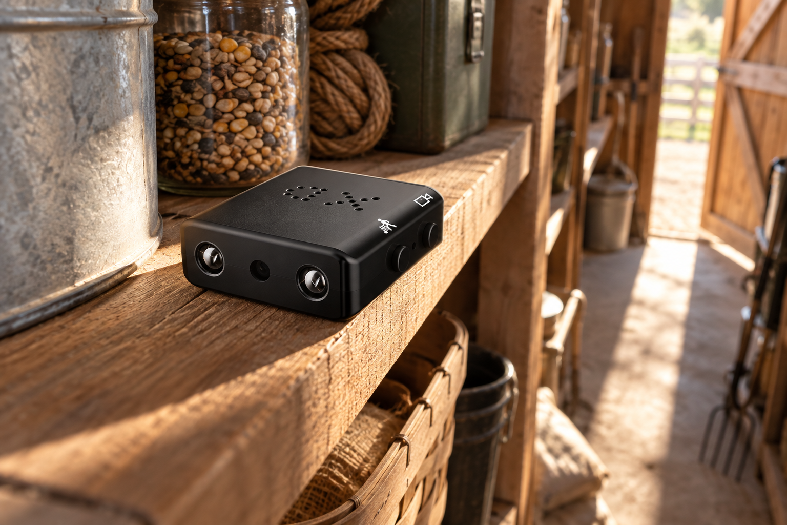 1080p Security Camera — Narrow Storage Aisle
