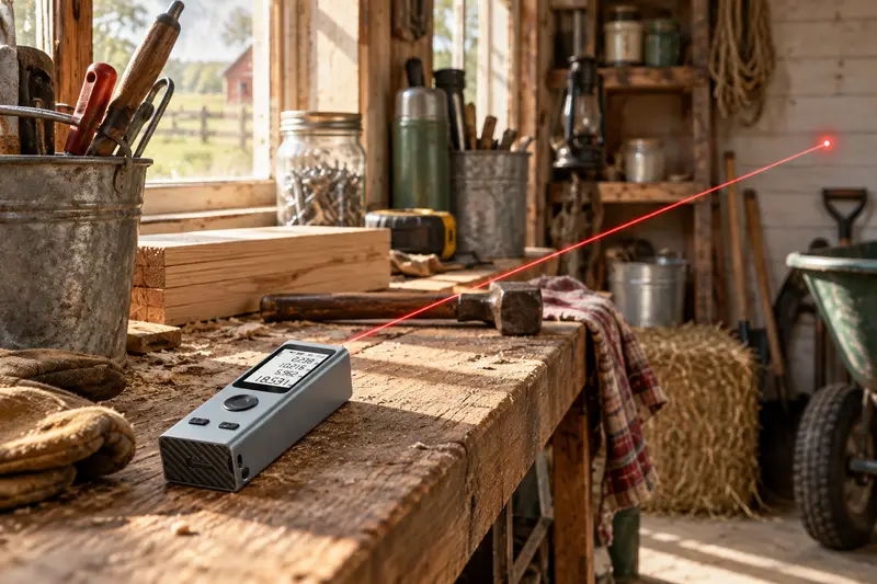 Rechargeable Laser Distance Meter — Crowded Work Area