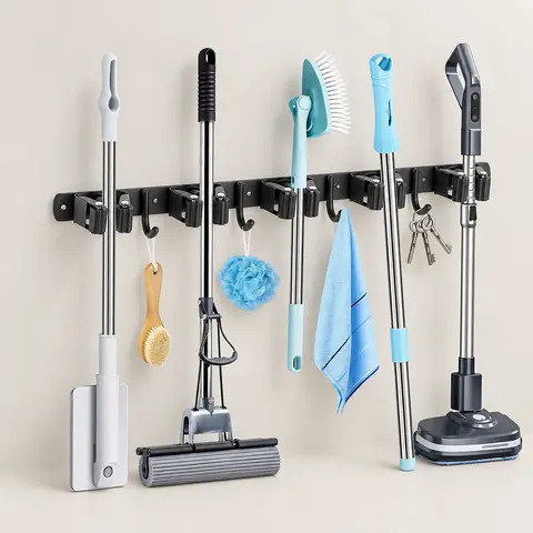 Wall-Mounted Mop and Broom Holder
