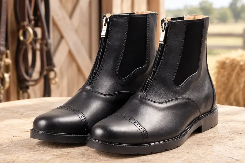 Front-Zip Paddock Boots details