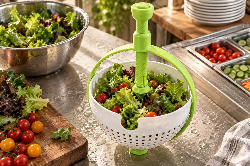 Spinning Colander — Restaurant Salad Preparation
