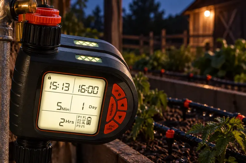 Drip Irrigation Kit with Timer — Low-Light Watering