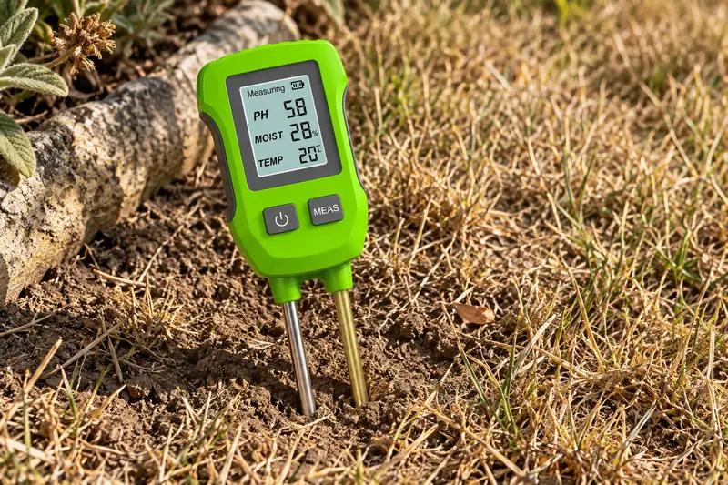 Digital Soil Tester — Dry Lawn Assessment