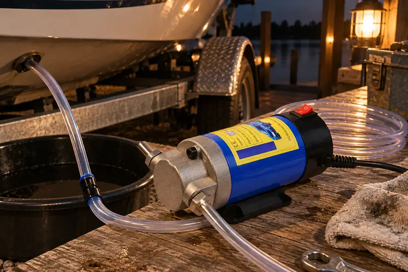 Electric Oil Transfer Pump — Boat Maintenance After Dark